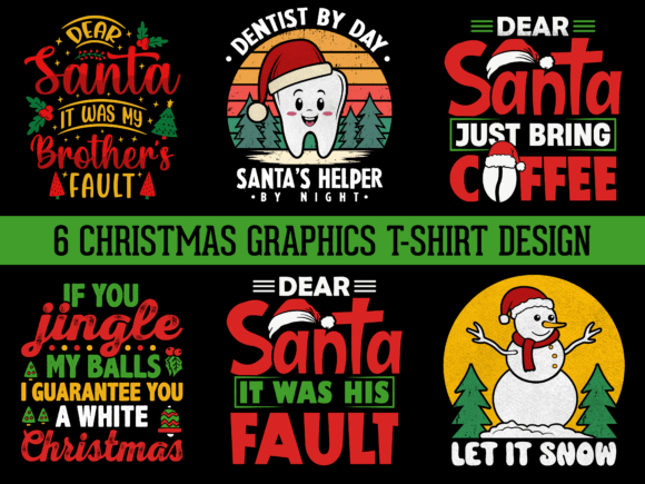 Download 6 Christmas T-shirt Design Bundle - Premium Resources