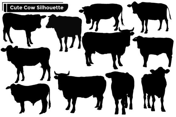 Download Cow Animal Silhouettes Vector Set - Silhouette Collection