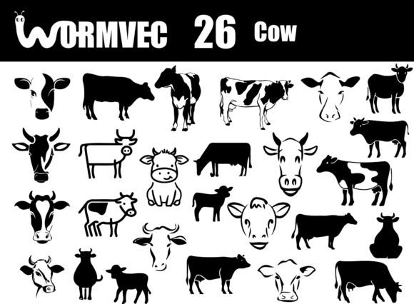 Download Cow Silhouette and Outline SVG Set - Silhouette Collection