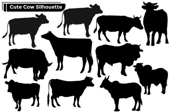 Download Cow Animal Silhouettes Vector Set - Silhouette Collection