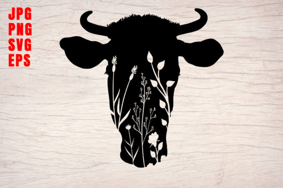 Download Cow Floral Head Silhouette Design - Silhouette Collection