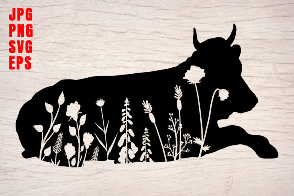Download Cow Silhouette Floral Design Graphics - Silhouette Collection