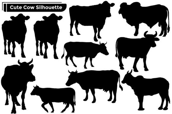 Download Cow Animal Silhouettes Vector Set - Silhouette Collection