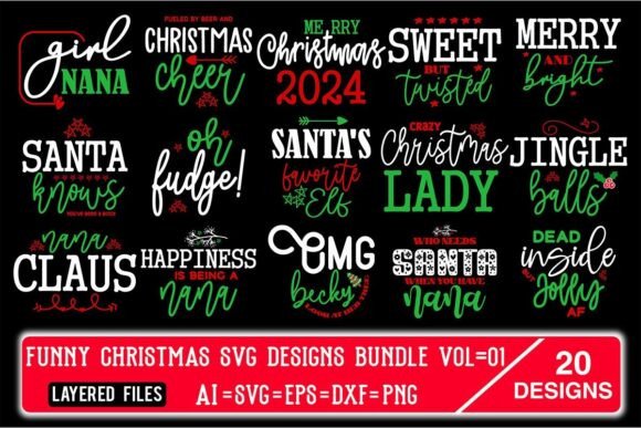 Download Funny Christmas SVG Designs Bundle Vol.1 - Funny christmas svg Collection